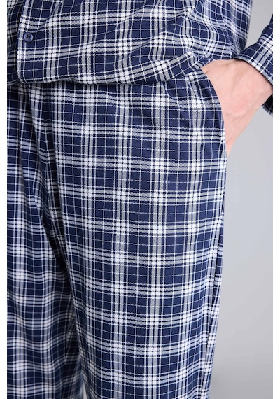 Defacto Regular Fit Ekose Desenli Uzun Kollu 2li Pijama Takımı H7538ax26aunv135 Lacivert-nv135
