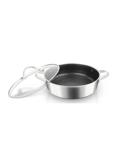 Uniqella Silver Pro Serisi 26cm Karnıyarık Tencere 3.8l Cam Kapaklı Çelik