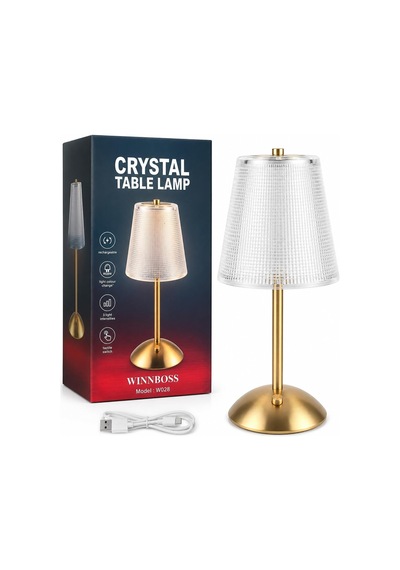 Crystal Table Lamp W028 Şarj Edilebilir Kristal Masa Lambası, Rgbw 3 Renk Işık, 3 Kademeli Parlaklık, Dokunmatik Kontrol, Modern Dekoratif Abajur Diğer
