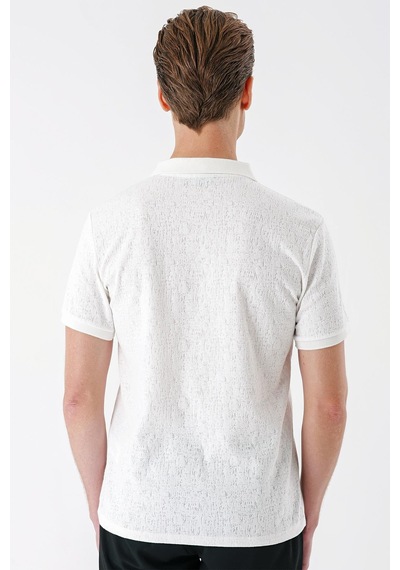 Efor Slim Fit Fermuarlı Polo Yaka %100 Pamuk Ekru Tişört Ts 877 Ekru