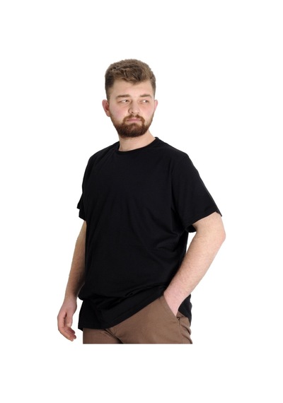 Mode Xl Büyük Beden Erkek Tshirt Bisiklet Yaka Basic 20031 Siyah 001