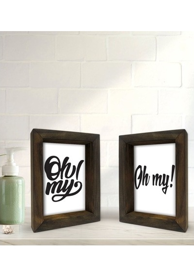 Bk Gift Banyo Dekoratif 2'Li Doğal Masif Ahşap Çerçeve 15X20Cm-13
