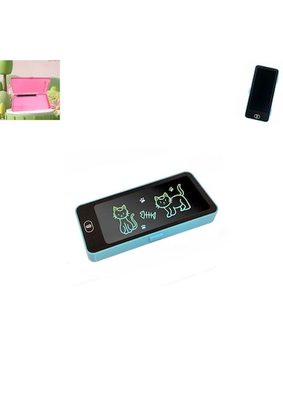 Silme Emniyet Kilitli Lcd Ekran Silinebilir Dijital Yazı Tahtası Kalemlik Ebat 20cm X 9cm X 2,2cm Mavi