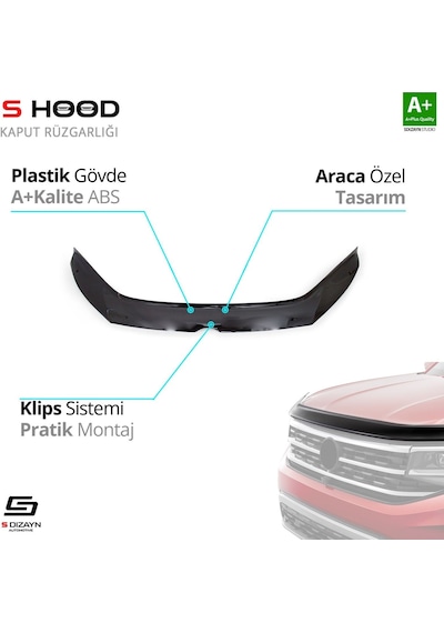 S-dizayn Volkswagen Caddy Abs Plastik Kaput Rüzgarlığı 2010-2015 A+kalite