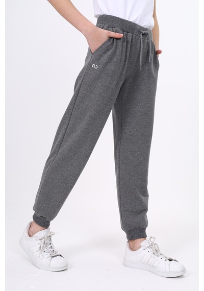 Kız Çocuk Baskılı Beli Paçası Ribanalı Cepli Basic Jogger Eşofman Altı 2 İplik Antrasit Melanj Kız Çocuk Baskılı Beli Paçası Ribanalı Cepli Basic Jogger Eşofman Altı 2 İplik Antrasit Melanj