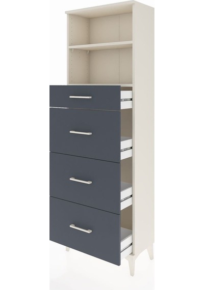 Arges Dolap 2 Raflı 4 Çekmeceli 60x30x182 Aytaşı-antrasit Aytaşı