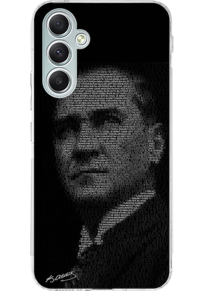 Samsung Galaxy A34 Uyumlu Gençliğe Hitabe Yazılı Atatürk Silüeti Baskılı Silikon Kılıf Renkli