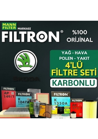 Skoda Yeti 1.6 Tdi Dizel Mann Filtron Filtre Bakım Seti 2012-2015 (495330297)