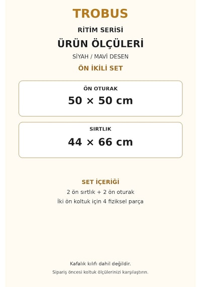 Trobus Ritim Opel Astra 2011-2015 Baby Face Ön İkili Koltuk Minderi Siyah Mavi Desen