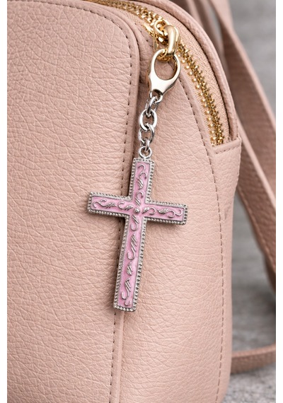 Pembe Gotik Haç Figürlü Metal Anahtarlık Unisex Tasarım