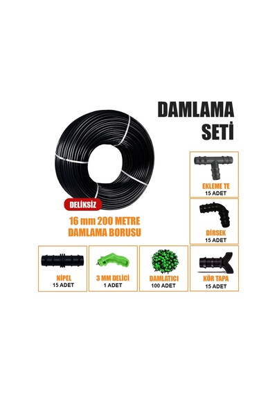 200 Metre Damla Sulama Sistemi Damlama Borusu Ve Ek Parçaları Bahçe Ağaç Fidan Sebze Sulama Ekipmanları Damlama Hortumu