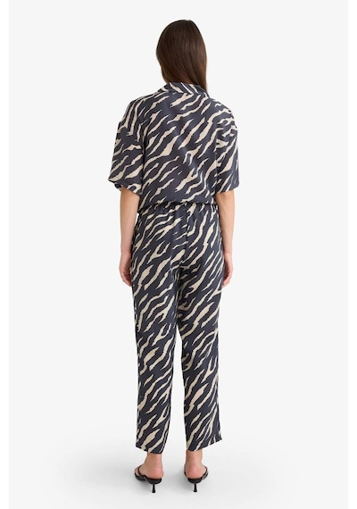 DeFacto Carrot Fit Zebra Desenli Modal Kumaş Pantolon Çift Cepli Yüksek Bel Düz Paça E6360AX25SPBK81