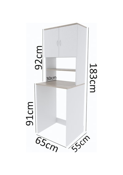 AE-2042 Solo Çamaşır Makinesi Dolabı, Banyo Dolabı, 4 Raflı, Kapaklı, Beyaz Dolap Beyaz