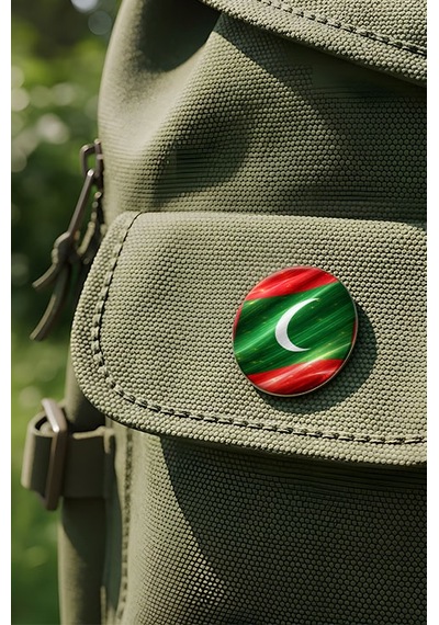 Maldivler Maldives Abstract Ülke Bayraklı Buton Rozet - 44 MM 5 Adet Çok Renkli