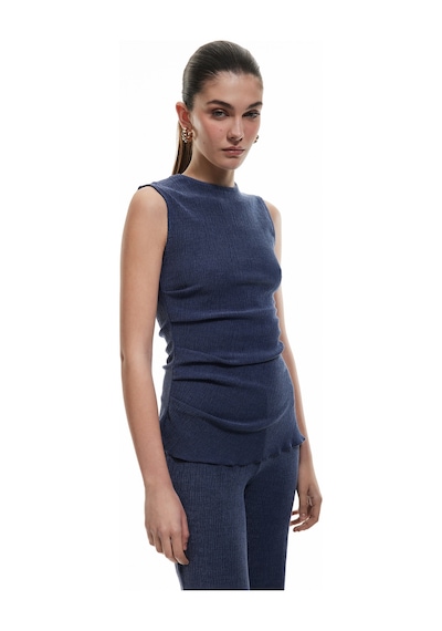 Koton Yuvarlak Yaka Drape Detaylı Asimetrik Kolsuz Tişört Lacivert 5sak50005ek Lacivert Koton Yuvarlak Yaka Drape Detaylı Asimetrik Kolsuz Tişört Lacivert 5sak50005ek Lacivert
