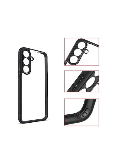 Samsung Galaxy Uyumlu  S25 Fe Kılıf Kamera Korumalı Şeffaf Arka Yüzey Zore New Roll Kapak Siyah
