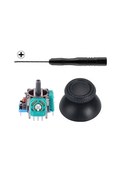 Ps5 Analog Motor Ve Topuz 1+1 Set Ps5 Tornavida Playstation 5 Kol Tamir Seti Yedek Parça Siyah