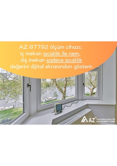 Az 87792 Alarmlı İç Ve Dış Sıcaklık Göstergesi İç Nem Ölçerli