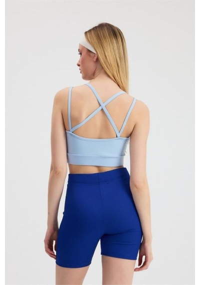 Sırt Çapraz Askılı Crop Bluz - S504567 Mavi