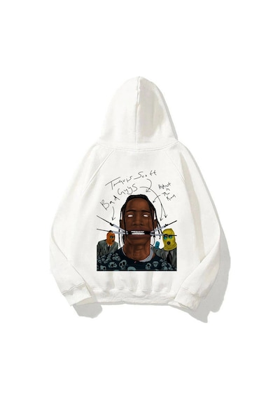 Tarzsokak Unisex Jackboys Travis Scott Beyaz Sweatshirt Trndz328