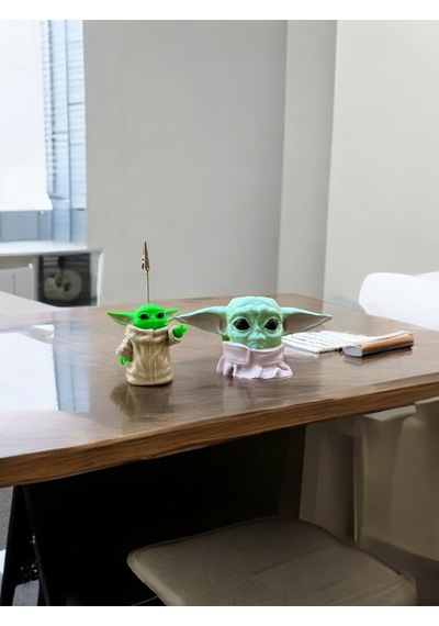 Yeşil Adam Yoda Fotoğraf Not Tutucu Ofis Masası Tutacak Hediyelik Yeşil Setli