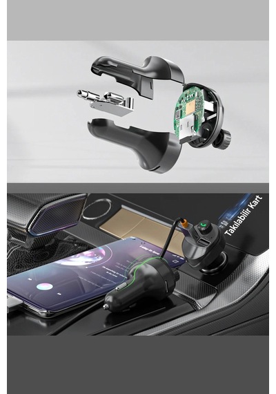 Ven-dens Vd-fm004 Bluetooth 5.0 Araç Fm Transmitter Cihazı, Çift Usb Hızlı Şarj, Tf Kart Desteği Ve, Siyah