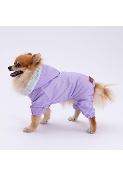 Pettrend Köpek Lila Kürklü Tulum Küçük Irk Köpek Yağmurluğu