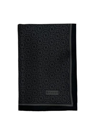 Vakko Twill İpek Şal - Helezon Monogram - Füme
