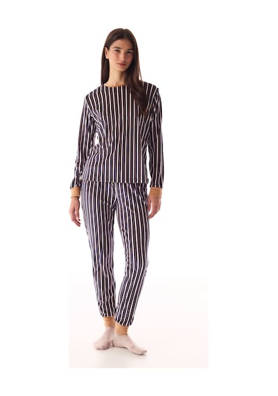 Penti Lacivert Çizgili Termal Etkili Pijama Üstü