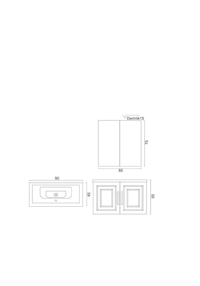 Denko Royal 90 Cm Mdf Albatros Gri Banyo Dolabı Takımı Gri Denko Royal 90 Cm Mdf Albatros Gri Banyo Dolabı Takımı Gri