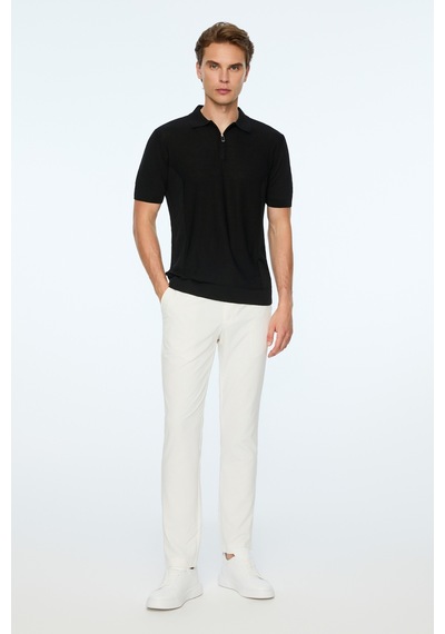 Morven Erkek Siyah Trend Polo Yaka Rayon Triko T-shirt 26ys018019001 Siyah