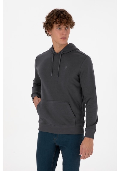U.S. Polo Assn. Erkek Regular Fit Kapüşonlu Grı Basic Sweatshirt 50313720-VR024