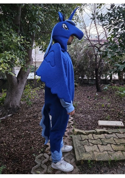 Unicorn Kostümü Yetişkin Unicorn Pijama Tulum Kostüm Mavi