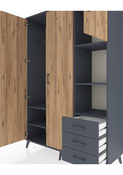 Hyperion Dolap 5 Raflı 3 Çekmeceli Tek Askılı 132x44x195 Antrasit-çam/antrasit Atlas Çam/antrasıt Hyperion Dolap 5 Raflı 3 Çekmeceli Tek Askılı 132x44x195 Antrasit-çam/antrasit Atlas Çam/antrasıt