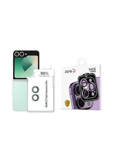 Mobilefix Galaxy Uyumlu Z Flip 6 Cl-11 Safir Parmak İzi Bırakmayan Anti-reflective Kamera Len Yeşil
