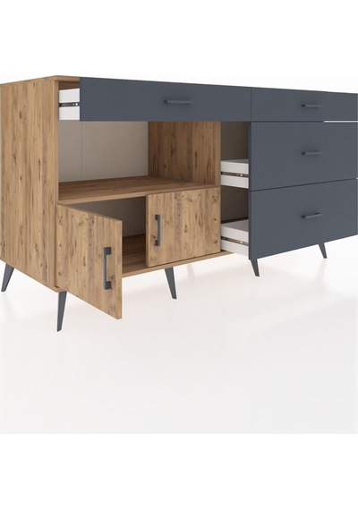 Kronos Konsol Tek Raflı 4 Çekmeceli 2 Kapaklı 176x59x99 Çam-çam/a Çam-çam/antrasit Kronos Konsol Tek Raflı 4 Çekmeceli 2 Kapaklı 176x59x99 Çam-çam/a Çam-çam/antrasit