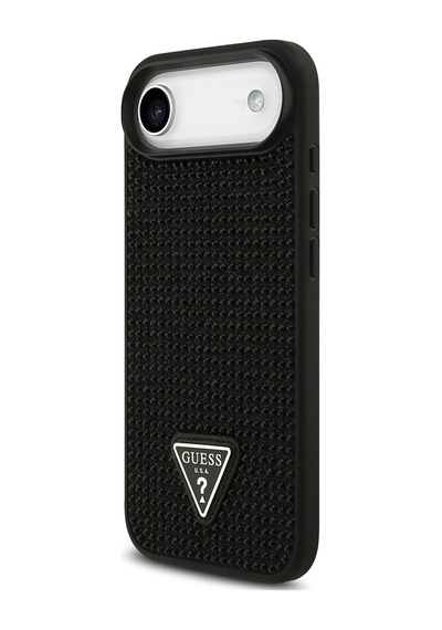 Apple Uyumlu iPhone 17 Air Kılıf Guess Lisanslı Taşlı Arka Yüzey Üçgen Logolu Kapak Siyah