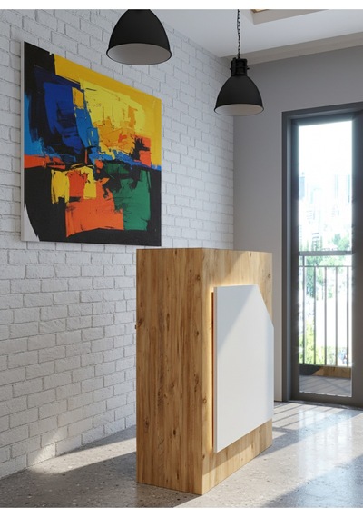 Resital Ledli Karşılama Bankosu G-90 Cm Ofis Kasa Resepsiyon Masası Banko-002-6-1
