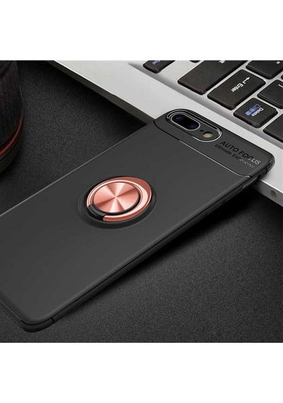 Apple Uyumlu iPhone 8 Plus Kılıf Zore Ravel Silikon Kapak Siyah-Rose Gold
