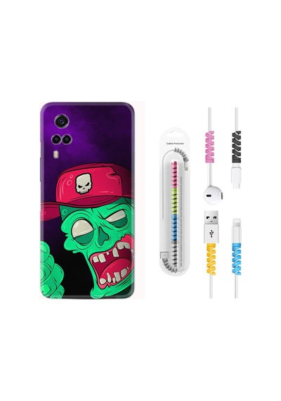 Vivo Y53S Kılıf Kablo Koruyuculu Green Face 1609