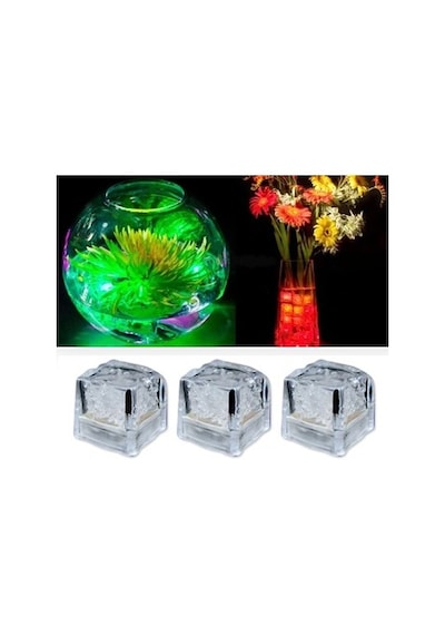 Led Işıklı Buz Küpleri 3 Adet Çok Renkli