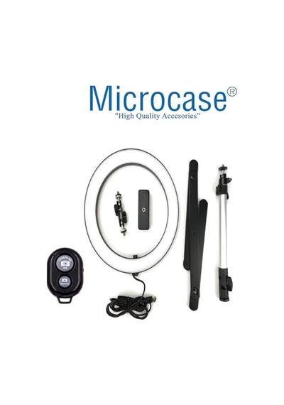 Microcase Işıklı Ürün Çekim Standı Tripod + Bluetooth Kumanda + Telefon Tutucu + Ring Halka Led Lamba- Al3056 Standart