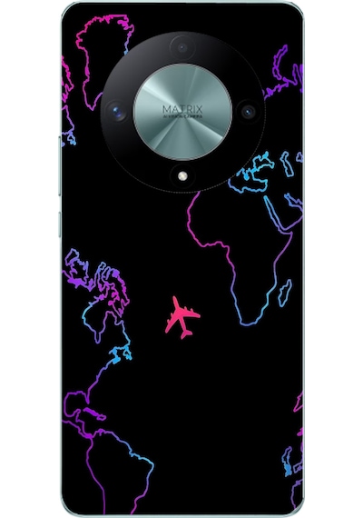 Honor X9b Uyumlu Dünya Uçuşu Baskılı Silikon Kılıf Renkli