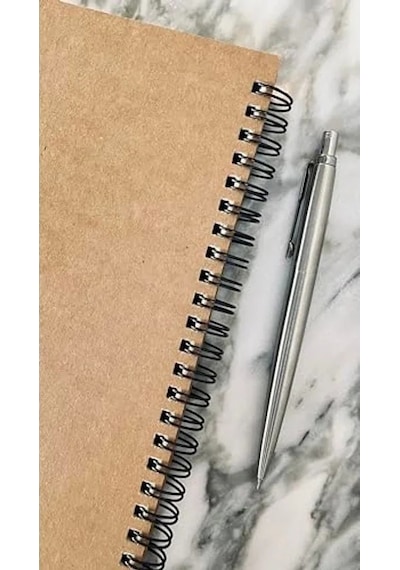 Kraft Kapaklı Spiralli Notebook, A5 Boyut, 100 Sayfa Kareli Açık Gri