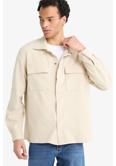 Defacto Regular Fit Twill Uzun Kollu Gömlek E7689ax25aubg359 Bej