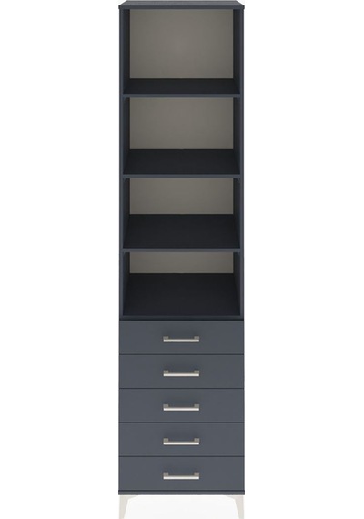 Hyperion Dolap 4 Raflı 5 Çekmeceli 60x44x243 Antrasit-antrasit Antrasit