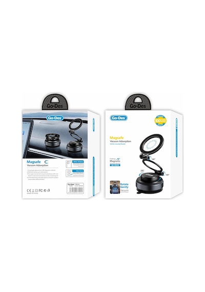 Go Des Gd-hd238 360 Derece Dönebilen Vakum Özellikli Magnetik Telefon Tutucu Siyah