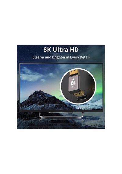 8k Display Port 90 Derece Sol Açılı Dişi Erkek Dönüştürücü Dirsek