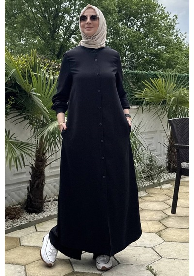 Rabia Şamlı Başak Pantolonlu Takım Siyah Normal