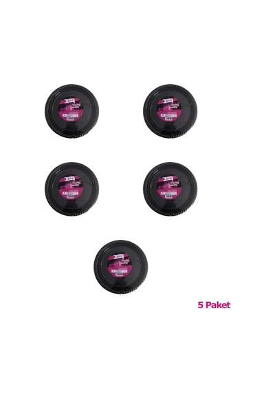 Roll-up Kullan At Renkli Siyah Parti Davet Plastik Tabak - 22 Cm. - 25 Adetlik 5 Paket